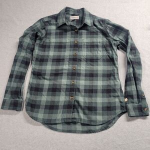 Carhartt Shirt Womens Small 4/6 Green Plaid Button Up Long Sleeve Stretch‎ Heavy